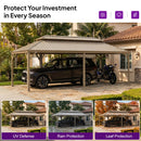 PURPLE LEAF Outdoor Carport Gazebo Champagne Steel Roof Aluminum Frame Shelter for Parking