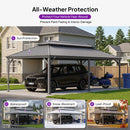 PURPLE LEAF Light Grey Metal Carport with Galvanized Steel Roof Heavy Duty Permanent Outdoor Car Shelter