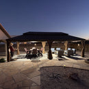 PURPLE LEAF Outdoor Hardtop Gazebo for Garden Bronze Double Roof Aluminum Frame Pavilion with String Lights-clear