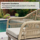 PURPLE LEAF 7/9/11 Pieces Outdoor Dining Set Aluminium Dining Table and Woven Rattan Chairs Dining Furniture Set with Cushions for Deck Patio Champagne