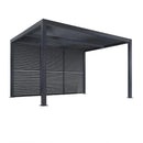 PURPLE LEAF Athena Louvered Pergola Grey Outdoor Aluminum Pergola with Shutter Wall Adjustable Gazebo Rainproof for Patio Deck Garden
