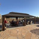 PURPLE LEAF Outdoor Hardtop Gazebo for Garden Bronze Double Roof Aluminum Frame Pavilion with String Lights-clear