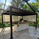 PURPLE LEAF Athena Louvered Pergola Bronze Outdoor Aluminum Pergola with Roller Blind Adjustable Gazebo for Patio Deck Garden