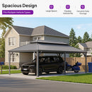 PURPLE LEAF Light Grey Metal Carport with Galvanized Steel Roof Heavy Duty Permanent Outdoor Car Shelter