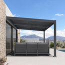 PURPLE LEAF Caesar Wall Mounted Louvered Pergola, All-Aluminum Patio Cover with Adjustable Roof, Hidden Gutter Drainage, Lean-to Pergola for Deck, Backyard, Porch, Dark Gray