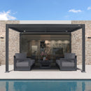 PURPLE LEAF Caesar Wall Mounted Louvered Pergola, All-Aluminum Patio Cover with Adjustable Roof, Hidden Gutter Drainage, Lean-to Pergola for Deck, Backyard, Porch, Dark Gray