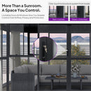PURPLE LEAF Luxury Sunroom Solarium 360° Transparent Outdoor Living Room with Elegant Curtains Outdoor Gazebo with 4-Side Sliding Doors and Windows for Entertaining