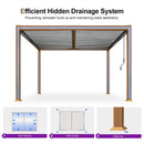 PURPLE LEAF Caesar Louvered Pergola Outdoor Wood Grain Frame Gray  Roof Aluminum Pergola with Adjustable Roof Patio Hardtop Gazebo for Backyard Garden