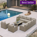PURPLE LEAF Sanori L-Shaped Patio Couch Set Modular Sofa with Beige Cushions for Backyard