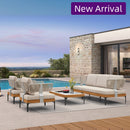 PURPLE LEAF Sicilia Classical Modular Outdoor Sectional with Oatmeal Greige Cushions Flexible Layout for Commercial Spaces