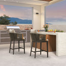 PURPLE LEAF Hailar Outdoor Bar Stools Chair Modern Rattan Bar Stool with Back and Cushion for Balcony, Indoor or Outdoor, Kitchen Island