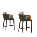 PURPLE LEAF Hailar Outdoor Bar Stools Chair Modern Rattan Bar Stool with Back and Cushion for Balcony, Indoor or Outdoor, Kitchen Island