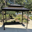 PURPLE LEAF Hardtop Grill Gazebo for Patio Bronze Permanent Metal Roof Outside Sun Shade Outdoor BBQ Canopy