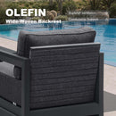 PURPLE LEAF Caesar Enclosed Patio Conversation Set with Grey Cushion Pillows and Ottoman for Porch Garden