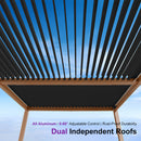 PURPLE LEAF Caesar Louvered Pergola Outdoor Wood Grain Frame Gray  Roof Aluminum Pergola with Adjustable Roof Patio Hardtop Gazebo for Backyard Garden
