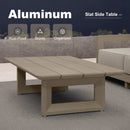 PURPLE LEAF Caesar Open-End Patio Conversation Set with Khaki Cushion Pillows and Ottoman for Modern Outdoor Deck