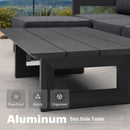 PURPLE LEAF Caesar Enclosed Patio Conversation Set with Grey Cushion Pillows and Ottoman for Porch Garden