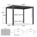 PURPLE LEAF Caesar Louvered Pergola with Yellow String Lights Patio Aluminum Pergola with Independent Adjustable Rainproof Roof Hardtop Pergola for Outdoor Deck Garden Yard