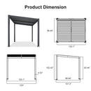 PURPLE LEAF Caesar Hardtop Louvered Pergola, Slanted Roof Outdoor Aluminum Patio Pergola with Adjustable Rainproof Roof, Heavy-Duty Lean to Gazebo for Patios Backyard Deck, Gray