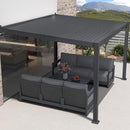 PURPLE LEAF Caesar Wall Mounted Louvered Pergola, All-Aluminum Patio Cover with Adjustable Roof, Hidden Gutter Drainage, Lean-to Pergola for Deck, Backyard, Porch, Dark Gray