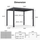 PURPLE LEAF Caesar Louvered Pergola with Yellow String Lights Patio Aluminum Pergola with Independent Adjustable Rainproof Roof Hardtop Pergola for Outdoor Deck Garden Yard