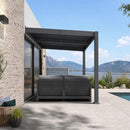 PURPLE LEAF Caesar Wall Mounted Louvered Pergola, All-Aluminum Patio Cover with Adjustable Roof, Hidden Gutter Drainage, Lean-to Pergola for Deck, Backyard, Porch, Dark Gray