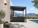 PURPLE LEAF Caesar Wall Mounted Louvered Pergola, All-Aluminum Patio Cover with Adjustable Roof, Hidden Gutter Drainage, Lean-to Pergola for Deck, Backyard, Porch, Dark Gray