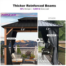 PURPLE LEAF Metal Gazebo Double Roof Wood Grain Aluminum Frame with Curtains and Netting