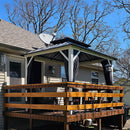 PURPLE LEAF Modern Gazebo Grey Hardtop Galvanized Steel Double Roof White Aluminum Poles with Curtains and Netting