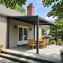 PURPLE LEAF Caesar Hardtop Louvered Pergola, Slanted Roof Outdoor Aluminum Patio Pergola with Adjustable Rainproof Roof, Heavy-Duty Lean to Gazebo for Patios Backyard Deck, Gray