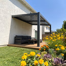 PURPLE LEAF Caesar Wall Mounted Louvered Pergola, All-Aluminum Patio Cover with Adjustable Roof, Hidden Gutter Drainage, Lean-to Pergola for Deck, Backyard, Porch, Dark Gray