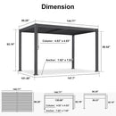 PURPLE LEAF Caesar Solar Louvered Pergola with LED Strip Lights and Control Panel Aluminum Outdoor Pergola with Adjustable Roof for Patio Deck Garden Yard Gray