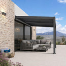 PURPLE LEAF Caesar Wall Mounted Louvered Pergola, All-Aluminum Patio Cover with Adjustable Roof, Hidden Gutter Drainage, Lean-to Pergola for Deck, Backyard, Porch, Dark Gray