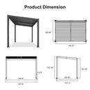 PURPLE LEAF Caesar Hardtop Louvered Pergola, Slanted Roof Outdoor Aluminum Patio Pergola with Adjustable Rainproof Roof, Heavy-Duty Lean to Gazebo for Patios Backyard Deck, Gray