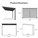 PURPLE LEAF Caesar Wall Mounted Louvered Pergola, All-Aluminum Patio Cover with Adjustable Roof, Hidden Gutter Drainage, Lean-to Pergola for Deck, Backyard, Porch, Dark Gray