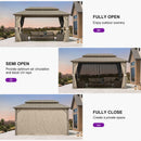 PURPLE LEAF Deck Gazebo Champagne Hardtop Metal Frame Double Roof with Curtains and Netting