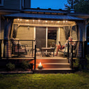PURPLE LEAF Deck Gazebo Champagne Hardtop Metal Frame Double Roof with Curtains and Netting with Lights-milky