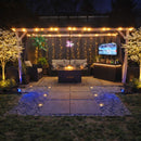 PURPLE LEAF Modern Gazebo Grey Hardtop Galvanized Steel Double Roof White Aluminum Poles with Curtains and Netting with Lights-milky
