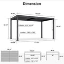 PURPLE LEAF Caesar Louvered Pergola with Yellow String Lights Patio Aluminum Pergola with Independent Adjustable Rainproof Roof Hardtop Pergola for Outdoor Deck Garden Yard