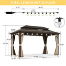 PURPLE LEAF Hardtop Gazebo Featuring Galvanized Steel Double Roof and Bronze Aluminum Frame with Curtains and Netting for Poolside with Lights-clear
