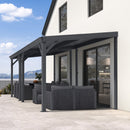 PURPLE LEAF Lean to Gazebo Metal Roof Patio Cover Built-in Drain Slots Wall Mounted Gazebo for Outdoor Extension