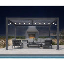 PURPLE LEAF Caesar Louvered Pergola with Milky String Lights Patio Aluminum Pergola with Independent Adjustable Rainproof Roof Hardtop Pergola for Outdoor Deck Garden Yard