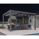 PURPLE LEAF Caesar Louvered Pergola with Milky String Lights Patio Aluminum Pergola with Independent Adjustable Rainproof Roof Hardtop Pergola for Outdoor Deck Garden Yard