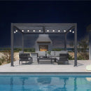 PURPLE LEAF Caesar Louvered Pergola with Milky String Lights Patio Aluminum Pergola with Independent Adjustable Rainproof Roof With Milky Lights