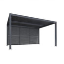 PURPLE LEAF Athena Louvered Pergola Grey Outdoor Aluminum Pergola with Shutter Wall Adjustable Gazebo Rainproof for Patio Deck Garden