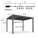 PURPLE LEAF Caesar Louvered Pergola with Milky String Lights Patio Aluminum Pergola with Independent Adjustable Rainproof Roof Hardtop Pergola for Outdoor Deck Garden Yard
