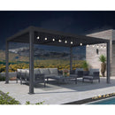 PURPLE LEAF Caesar Louvered Pergola with Milky String Lights Patio Aluminum Pergola with Independent Adjustable Rainproof Roof With Milky Lights