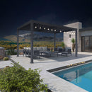PURPLE LEAF Caesar Louvered Pergola with Milky String Lights Patio Aluminum Pergola with Independent Adjustable Rainproof Roof With Milky Lights