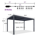 PURPLE LEAF Caesar Louvered Pergola with Milky String Lights Patio Aluminum Pergola with Independent Adjustable Rainproof Roof Hardtop Pergola for Outdoor Deck Garden Yard