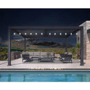PURPLE LEAF Caesar Louvered Pergola with Milky String Lights Patio Aluminum Pergola with Independent Adjustable Rainproof Roof With Milky Lights